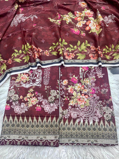 2Pc Linen Kameez & Dupatta Suit - 0081