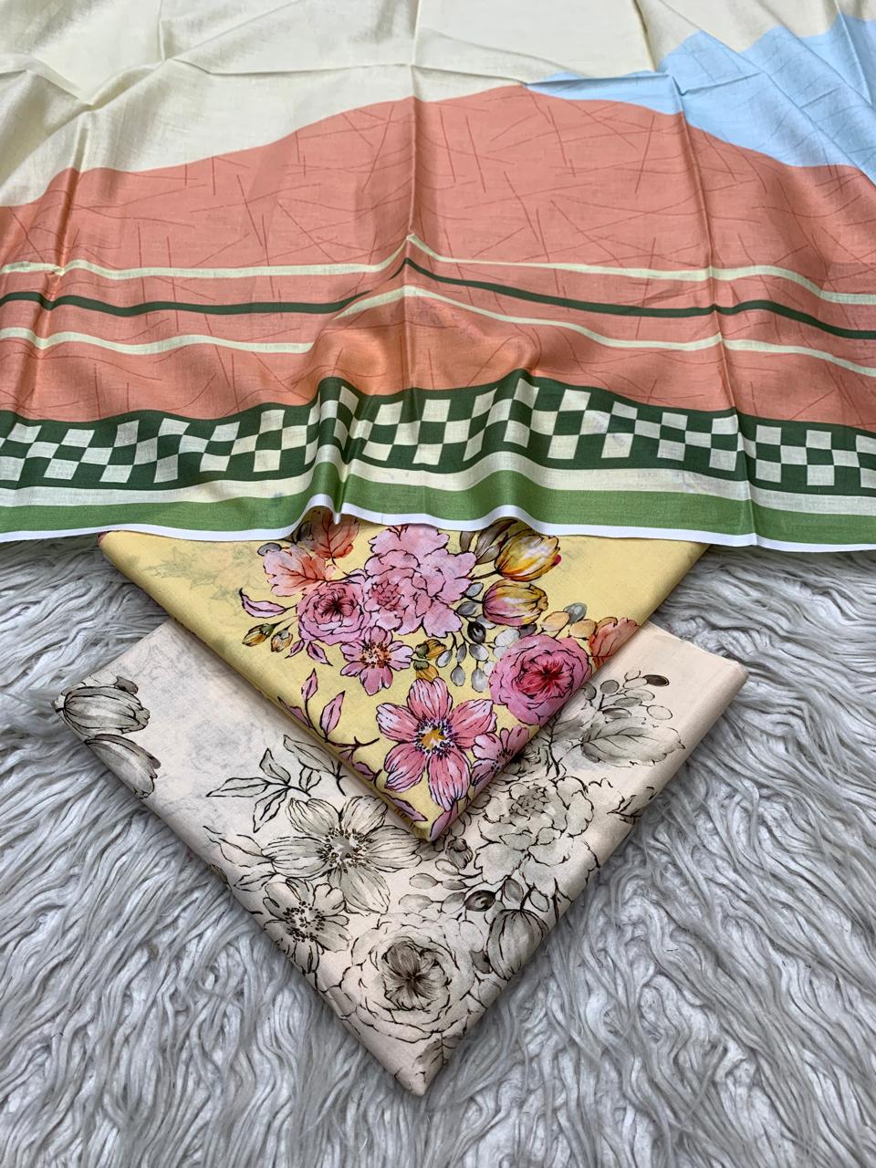 3 Peice Supima Lawn Suit Vol-698