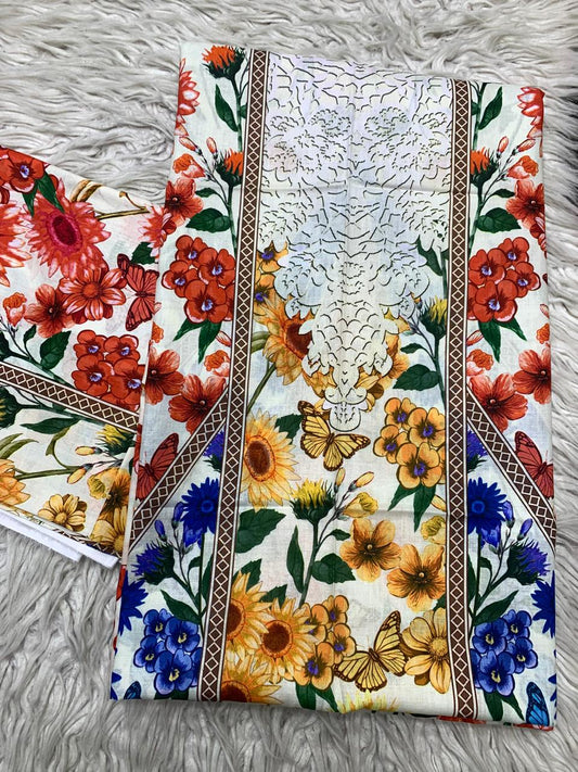 2Pc Supima Lawn Kameez & Trouser Printed Suit  Vol-02