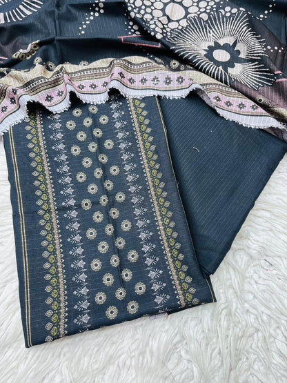 3Pc BanaDora Dhanak Unstitched Suit vol- 0113