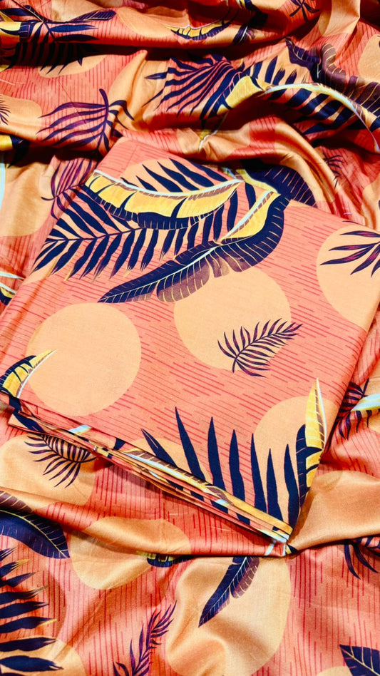 2 PC Linen Allover Unstitched Suit D-29385