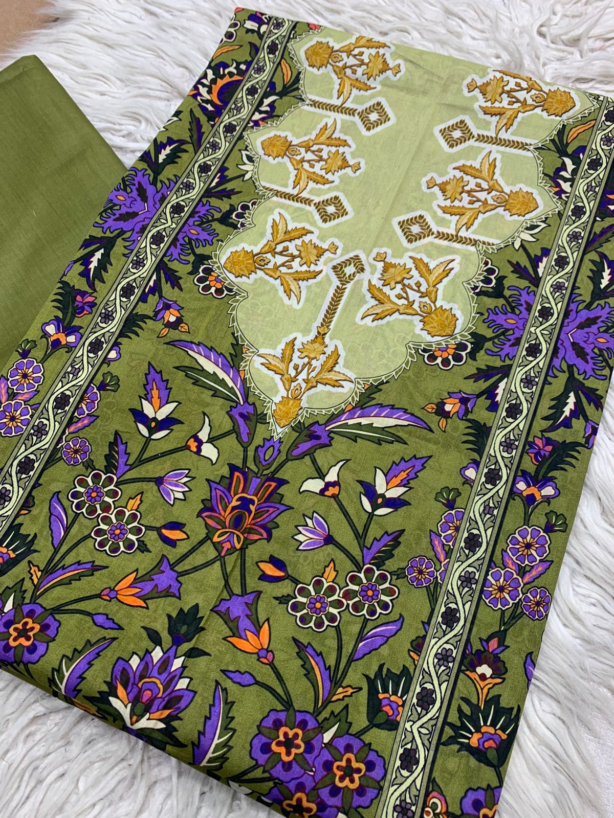 2Pc Bin Noor Fab Lawn Kameez & Dyed Trouser Suit Vol-39