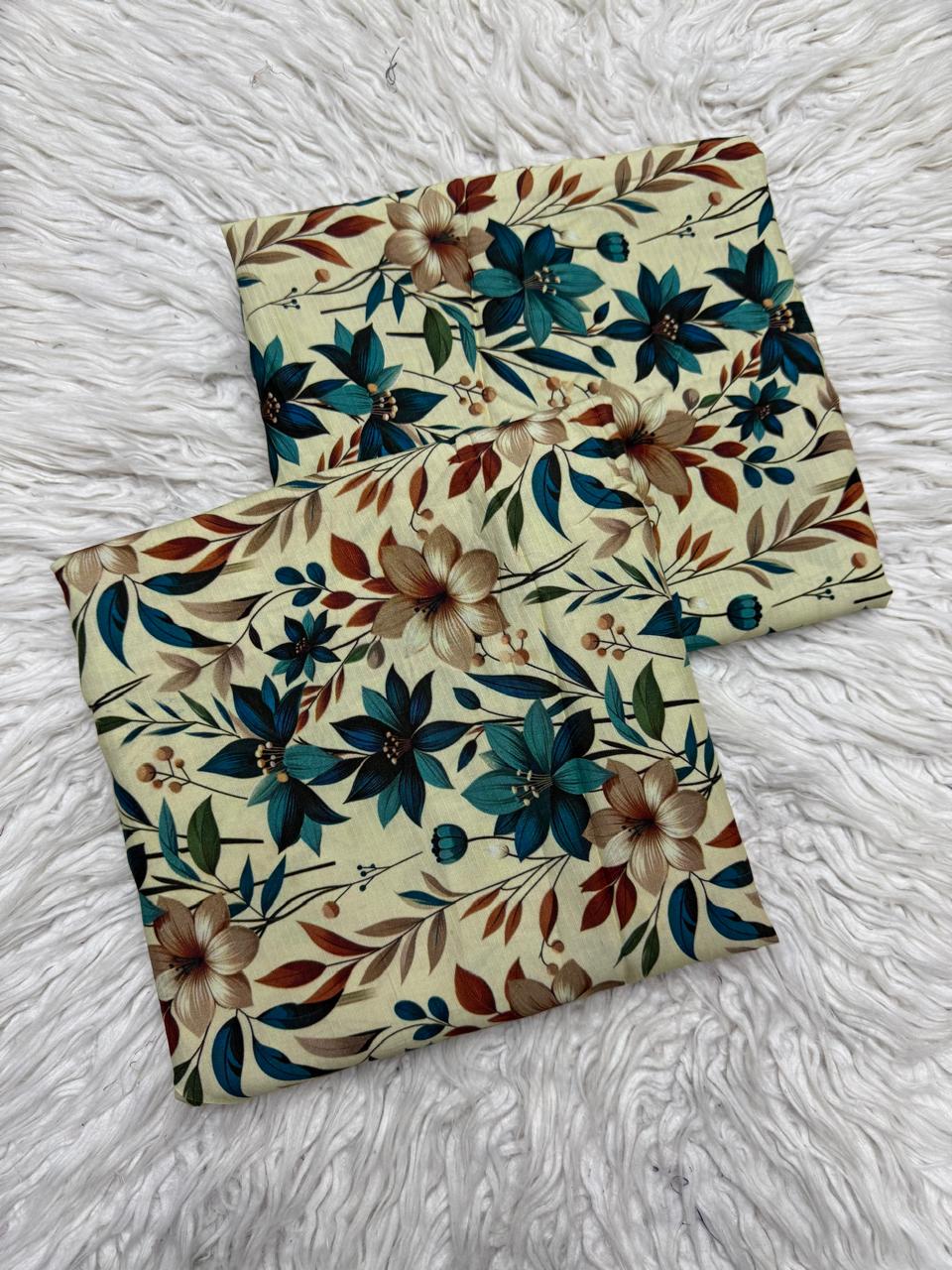 2Pc Bana Doria Linen Unstitched Suit - #42079