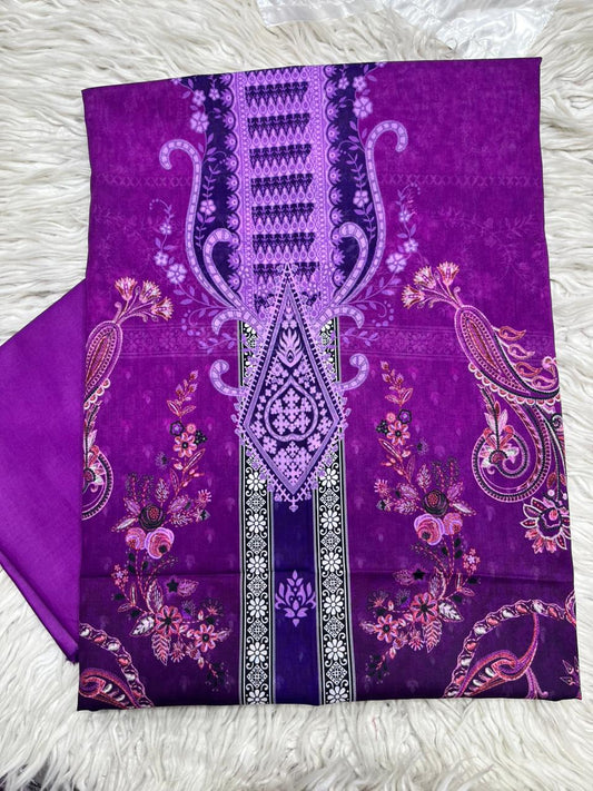 2Pc Bin Noor Fab Printed Lawn Dyed Trouser  Vol-41