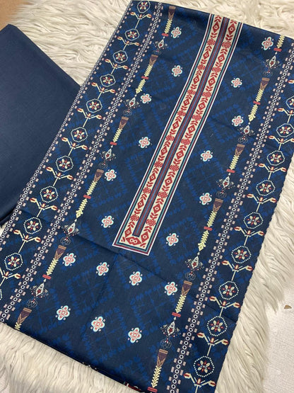 2Pc Sapphire Lawn Shirt & Dyed Trouser Unstitched Suit Vol-0200