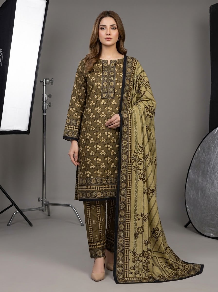 3Pc Sapphire Dhanak Unstitched Suit 0157