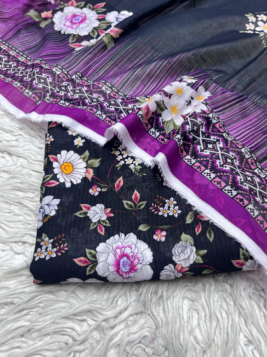 3Pc Sapphire Bana Dora Lawn Suit Vol-0125