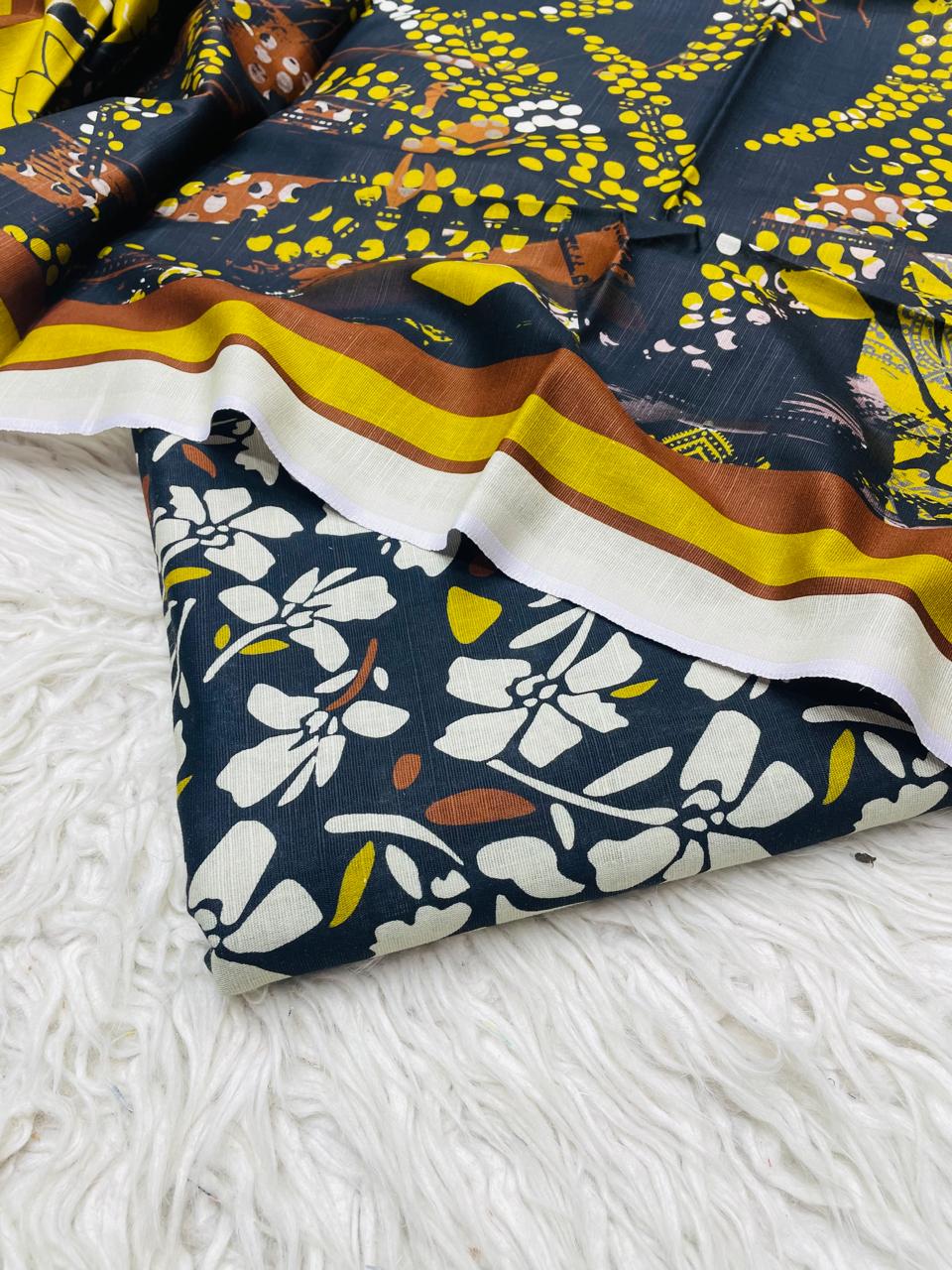 3 PC Slub Khaddar Allover Unstitched Suit Vol-0120