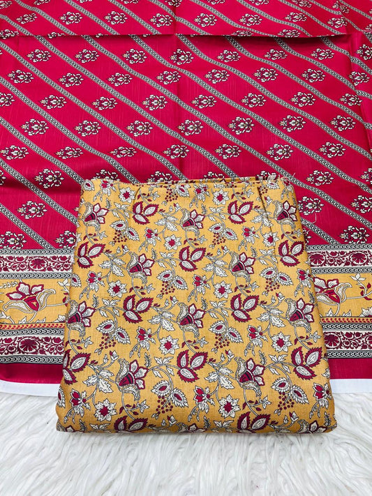 3Pc Slub Khaddar Allover Suit - 0092