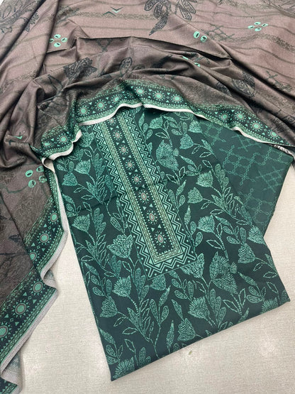 3Pc Sapphire Dhanak Unstitched Suit 0157