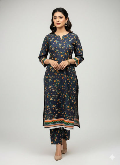 2 PC Cotton Allover Unstitched Suit Vol-1939