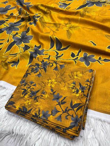 3Pc Slub Khaddar Unstitched Suit - 0091