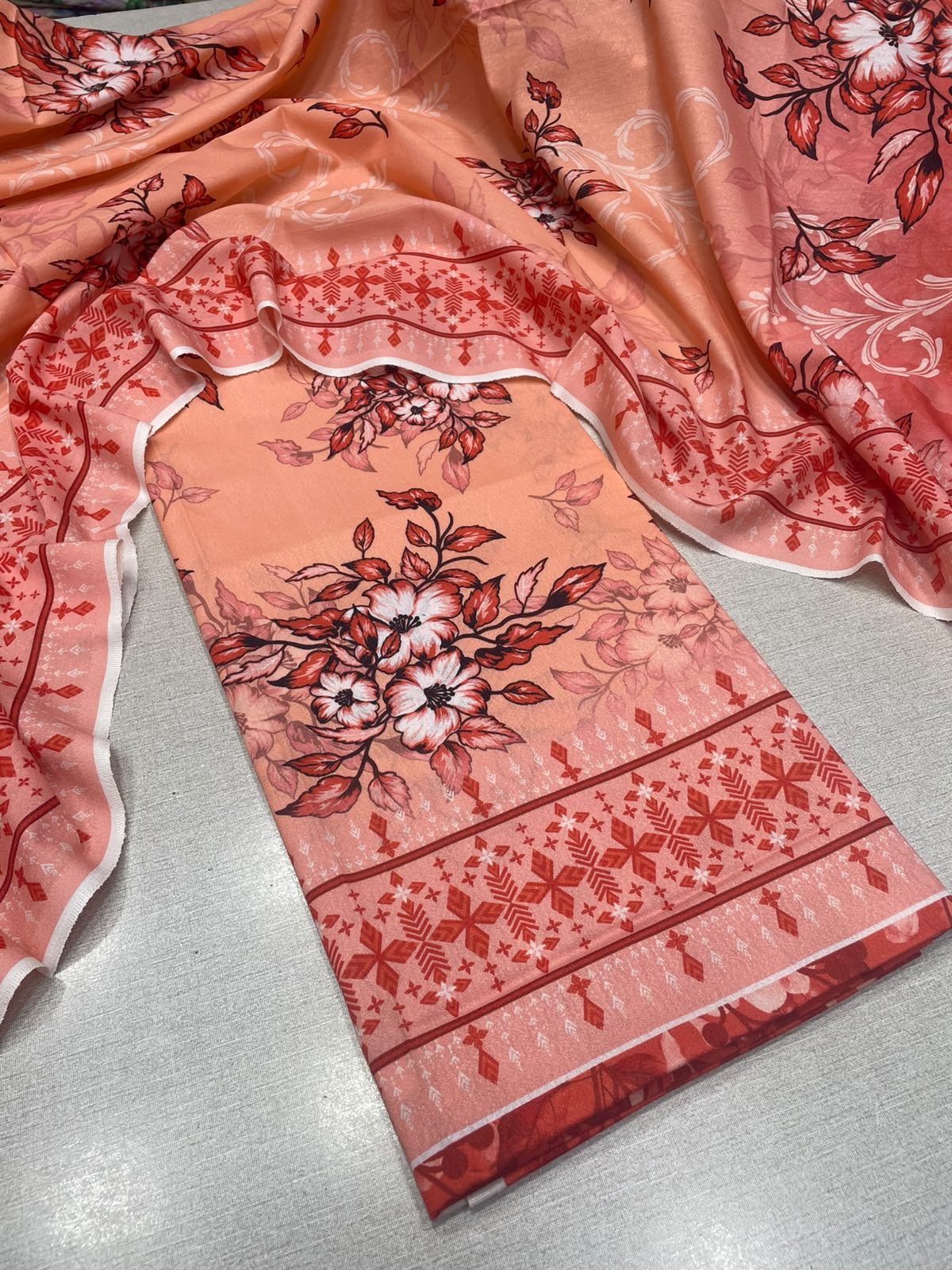 2Pc Karandi Kameez & Dupatta Unstitched Suit 66