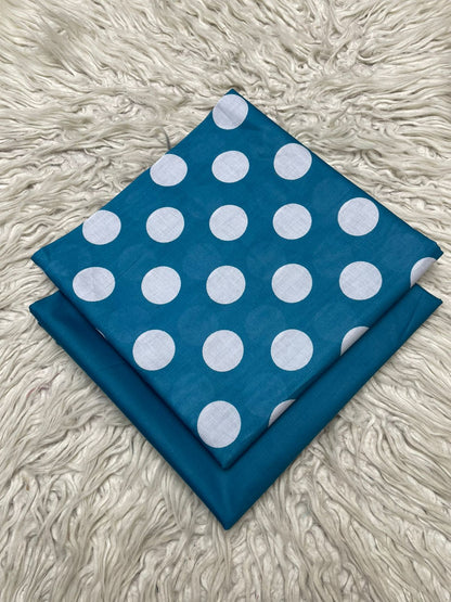 90x88 2Pc Bareeze Lawn Polka Dots Kameez & Dyed Trouser Printed  Suit Vol-0208