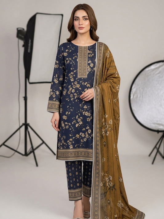 3Pc Sapphire Dhanak Unstitched Suit 0157