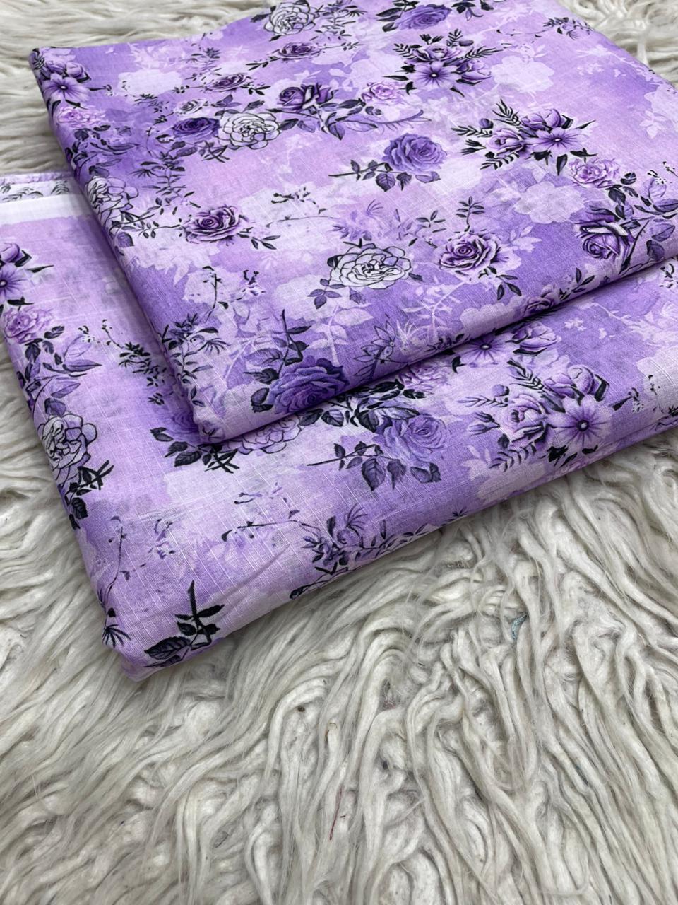 2Pc Supima Cross Slub Lawn Suit  Vol-25