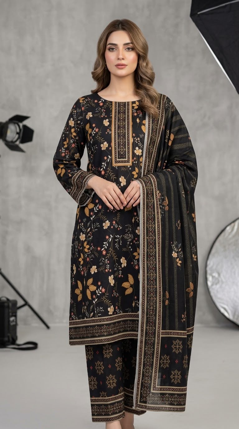 3Pc Sapphire Dhanak Unstitched Suit 0157