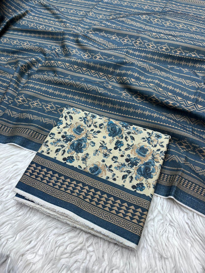 3Pc Chamki Khaddar Allover Suit - 0090