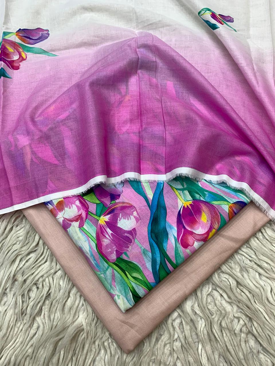 90x88 3Pc Premium Lawn Suit Vol-0020