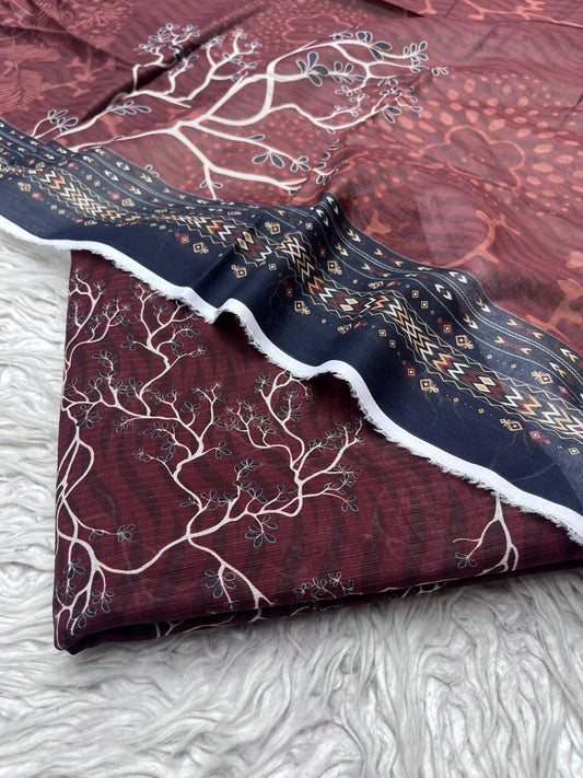 Sapphire 3Pc Bana Dora Lawn Unstitched Suit Vol-0125