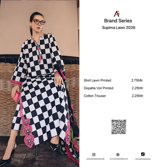 Supima Lawn 3Pc Unstitched Suit Vol-02