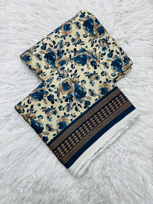 2Pc Bana Doria Linen Unstitched Suit - 0105