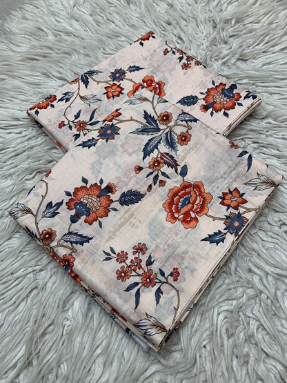 2Pc Supima Cross Slub Lawn Unstitched Suit  Vol-36