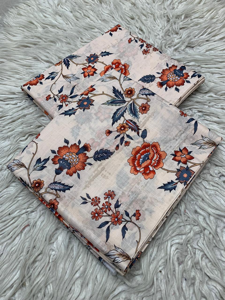 2Pc Supima Cross Slub Lawn Unstitched Suit  Vol-36