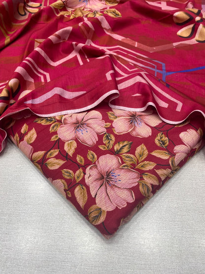 3Pc Slub Dhanak Unstitched Suit 0157