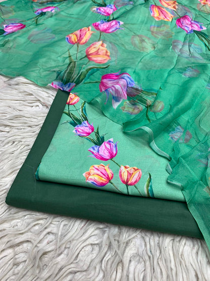 90x88 3Pc Premium Lawn Suit Vol-0020