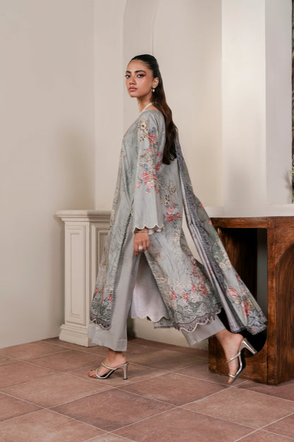 3Pc Firdous Cambric Printed Suit - D755