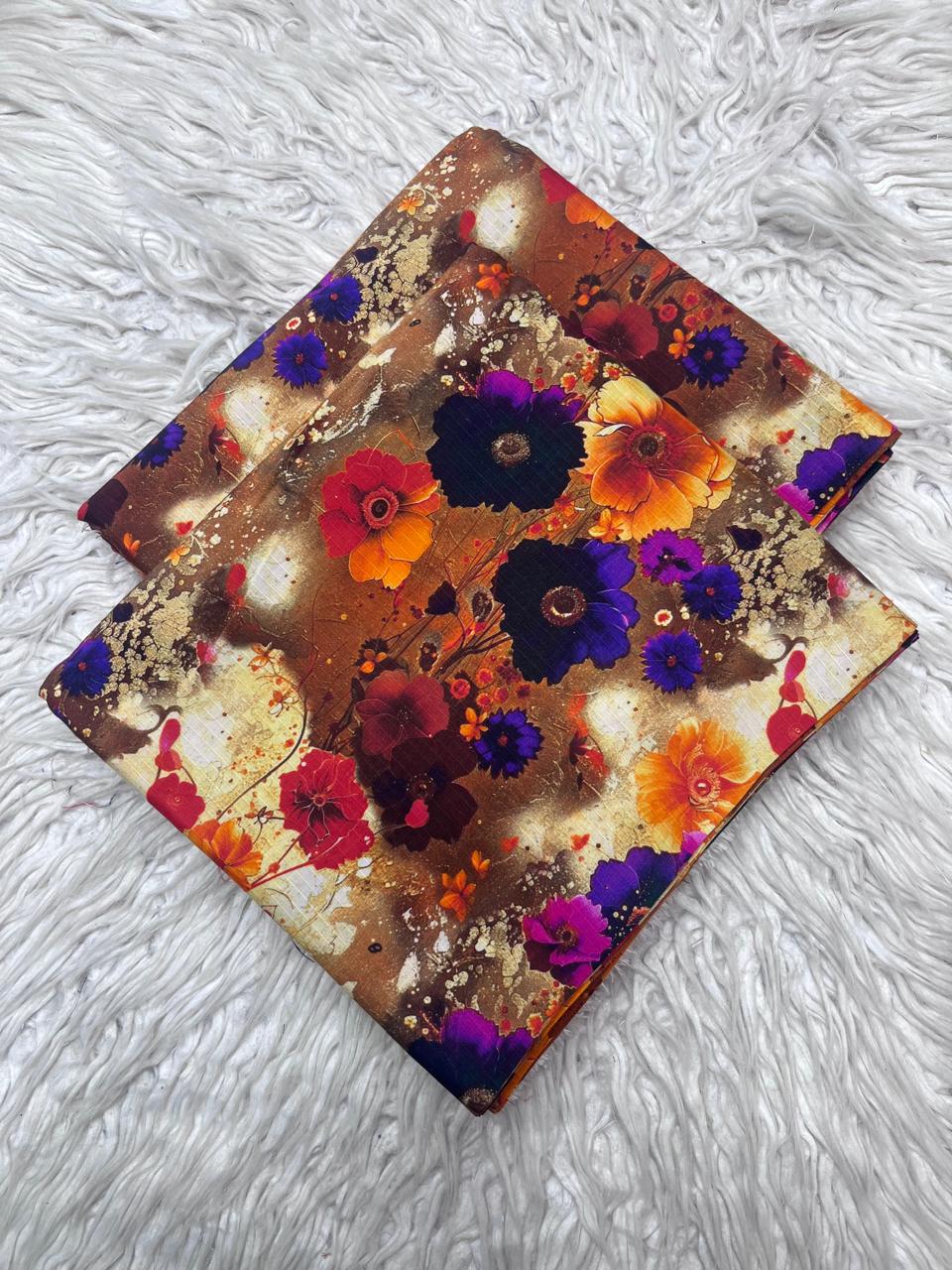 2Pc Bana Dora Linen Allover Suit Vol-6181