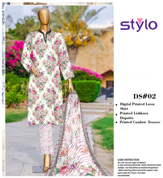 3Pc Stylo Lawn Prints Vol-0011