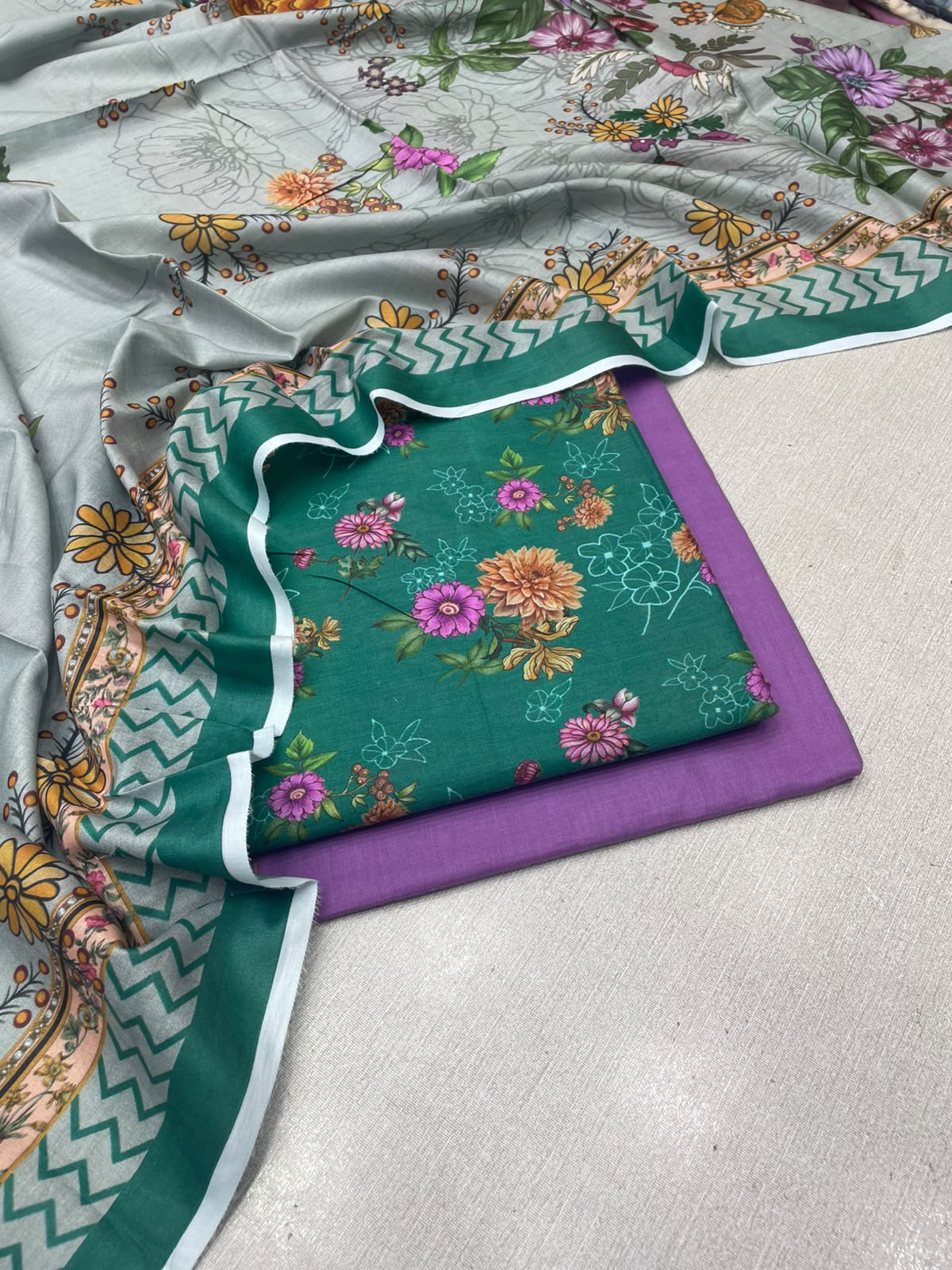 3Pc Lawn Digital Printed Unstitched Suit 27029