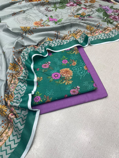 3Pc Lawn Digital Printed Unstitched Suit 27029