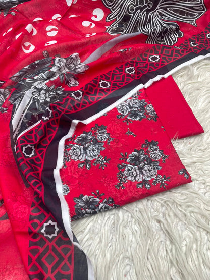 3Pc Lawn Digital Printed Unstitched Suit 15