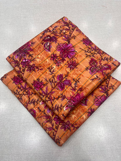 2Pc Zari Linen Same Printed Unstitched Suit 296