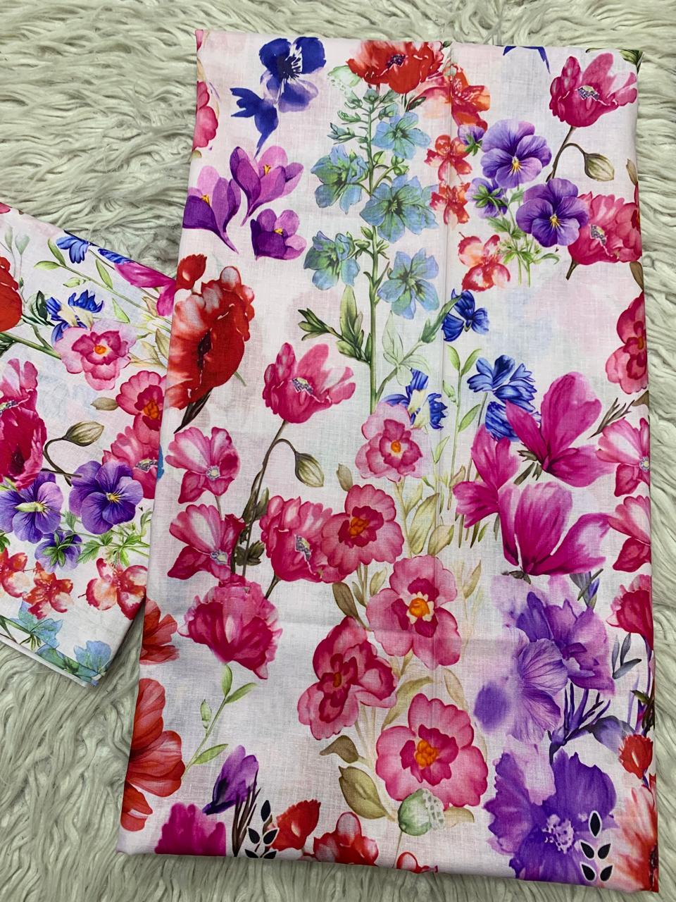 2Pc Supima Lawn Kameez & Trouser Printed Suit  Vol-02