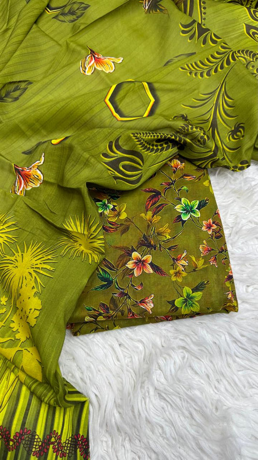 3Pc Lawn Unstitched Suit - #41773
