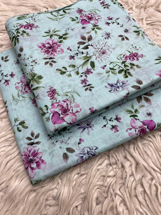 2Pc Supima Cross Slub Lawn Suit  Vol-25