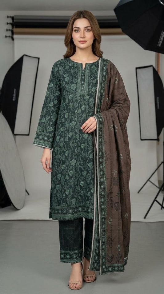3Pc Sapphire Dhanak Unstitched Suit 0157