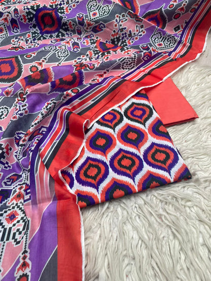 3Pc Lawn Digital Printed Unstitched Suit 15