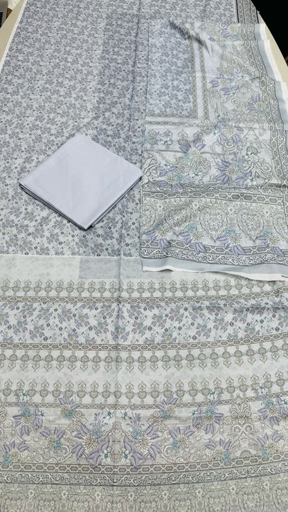 3Pc Lawn Bana Dora Unstitched Suit 35872