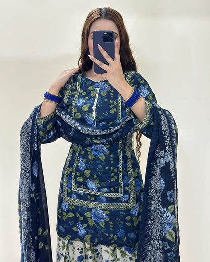 3Pc Supima Lawn Suit  Vol - 694