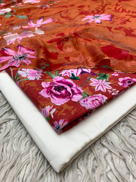 90x88 3Pc Premium Lawn Suit Vol-0020