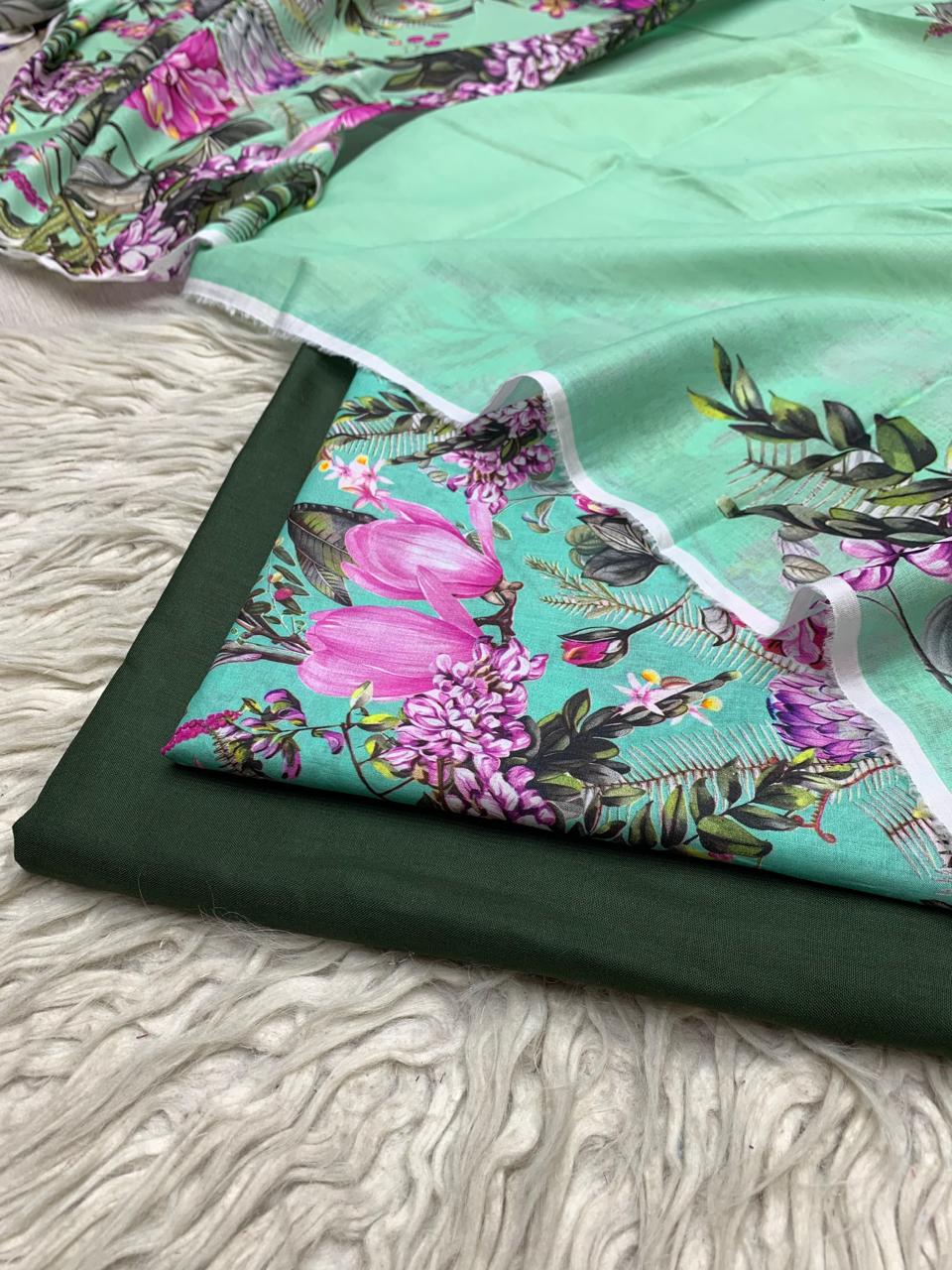 90x88 3Pc Premium Lawn Suit Vol-0020