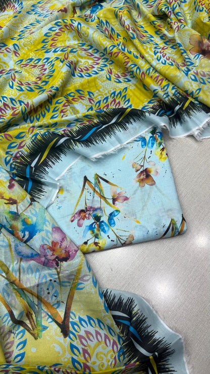 3Pc Lawn Bana Dora Unstitched Suit Vol-344