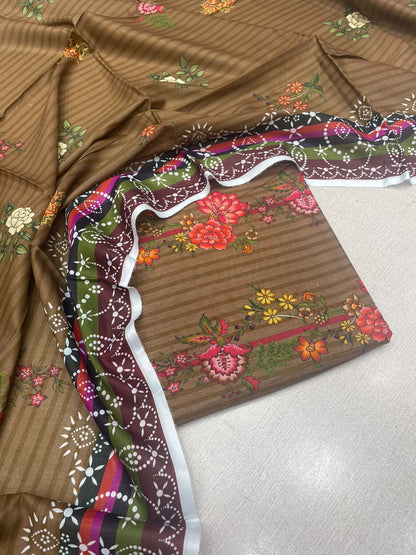 3Pc Lawn Allover Unstitched Suit 3206