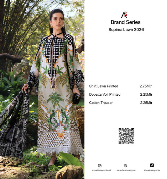 Supima Lawn 3Pc Unstitched Suit Vol-02