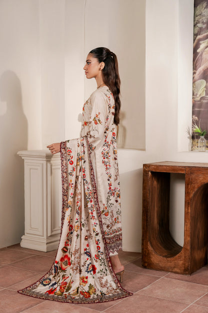 3Pc Firdous Cambric Printed Suit - D739